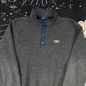 LL Bean Quarter Button Sweatshirt Mens Medium Tall Gray Made In USA Preppy